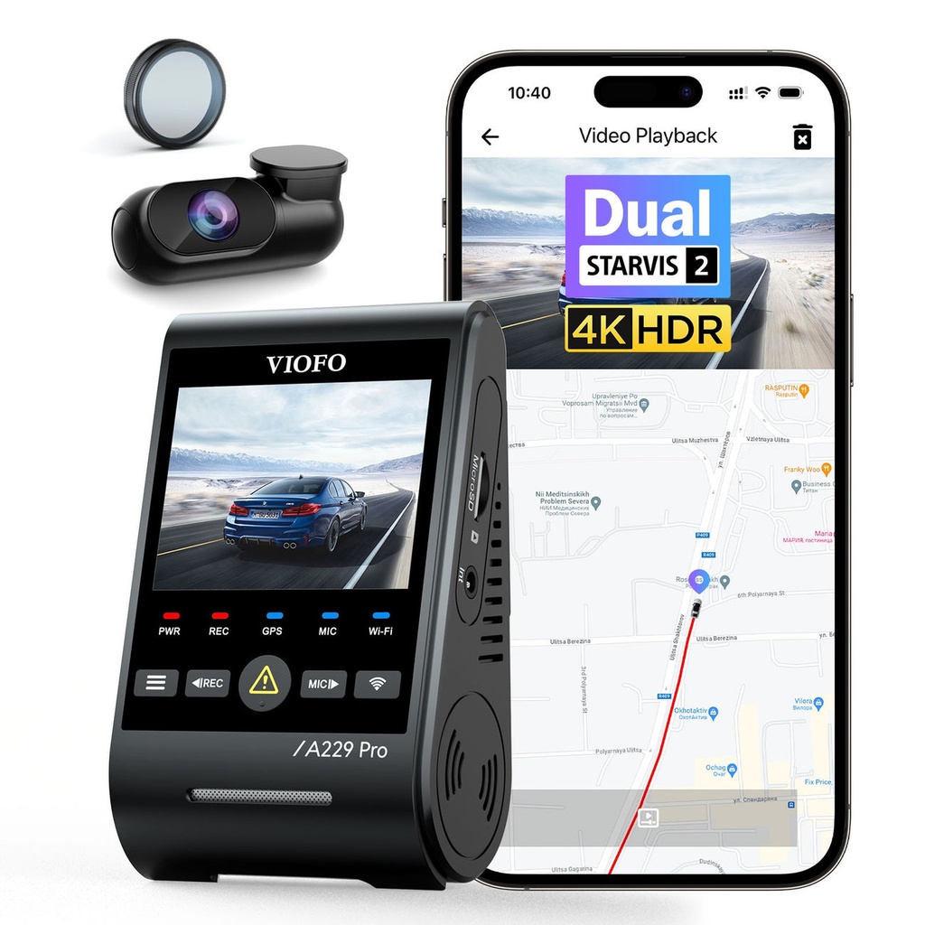 VIOFO A229 Pro 2CH Dash Cam (4K Front + 2K Rear)