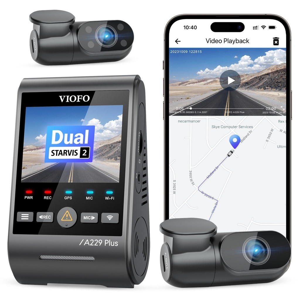 VIOFO A229 Plus 3CH Dash Cam (2K Front + 2K Rear + 1080p Interior)