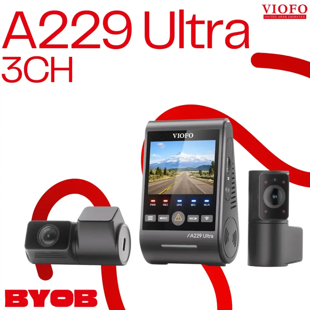 VIOFO A229 Ultra 3CH Bundle (128GB VIOFO Industrial Grade Memory Card, No Hardwire Kit (No Parking Mode), No BTR200 Bluetooth Remote)