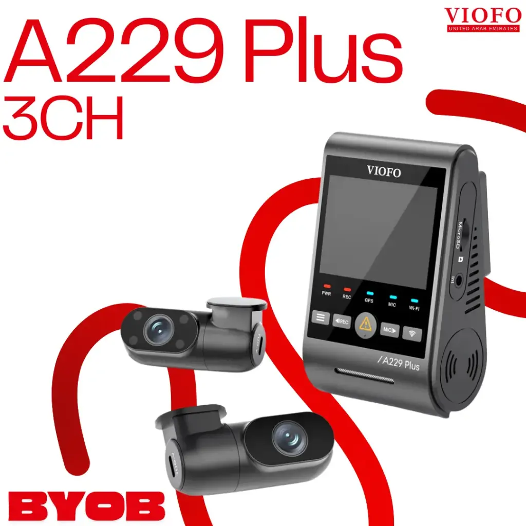 VIOFO A229 Plus 3CH Bundle (128GB VIOFO Industrial Grade Memory Card, No Hardwire Kit (No Parking Mode), No BTR200 Bluetooth Remote, No CPL200)